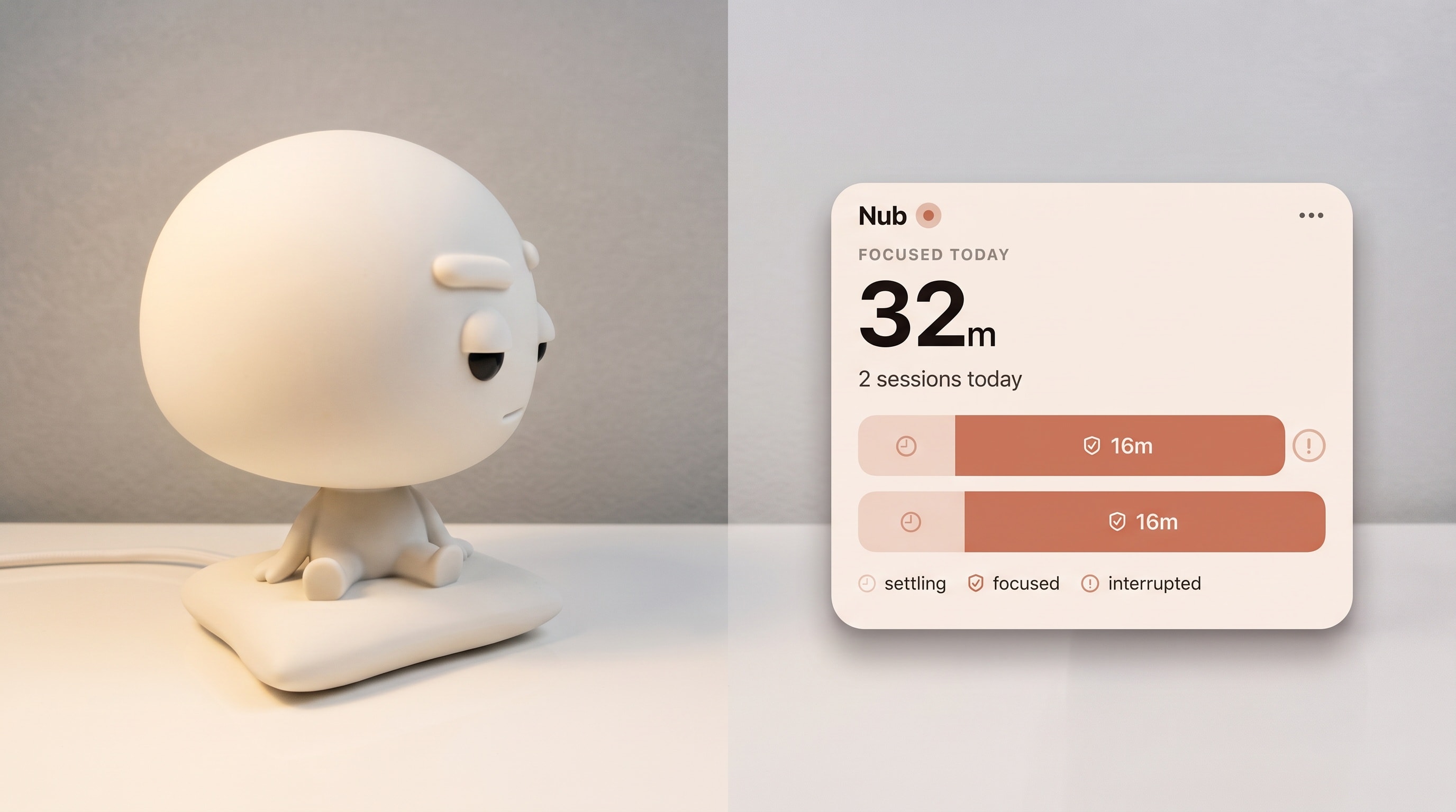 Pixl Nub beside its focus session summary card