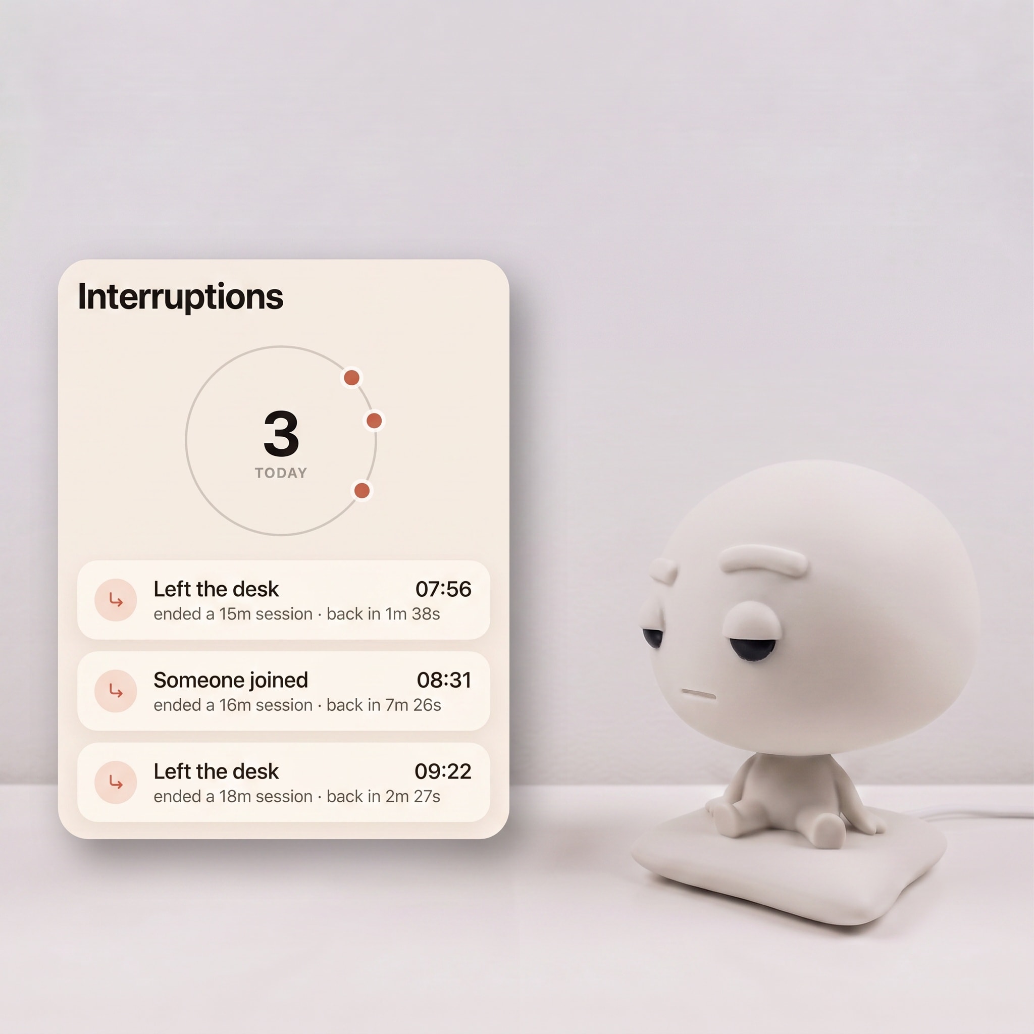 Pixl Nub beside its interruptions summary card