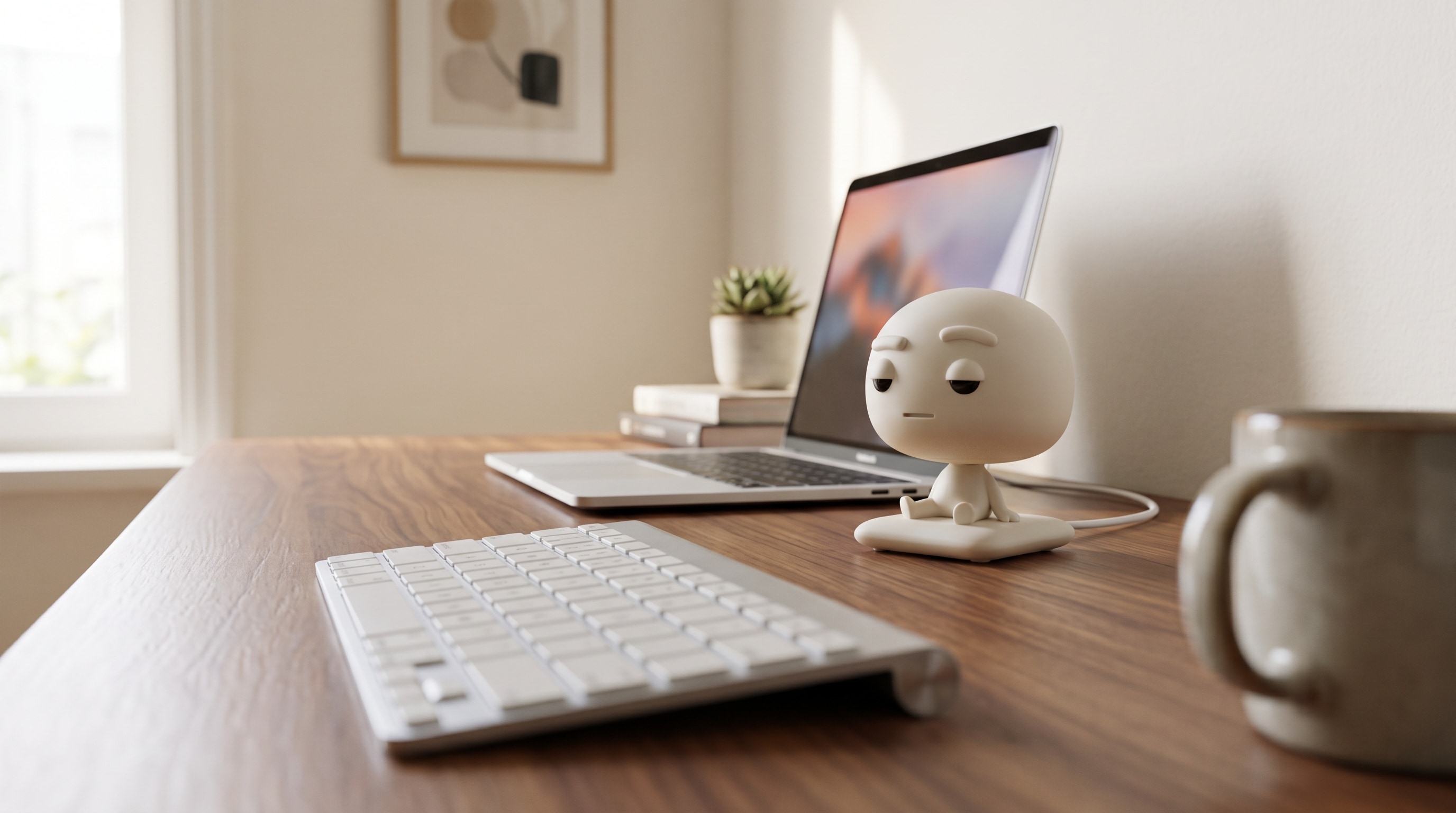 Pixl Nub on a work-from-home desk next to a laptop and keyboard